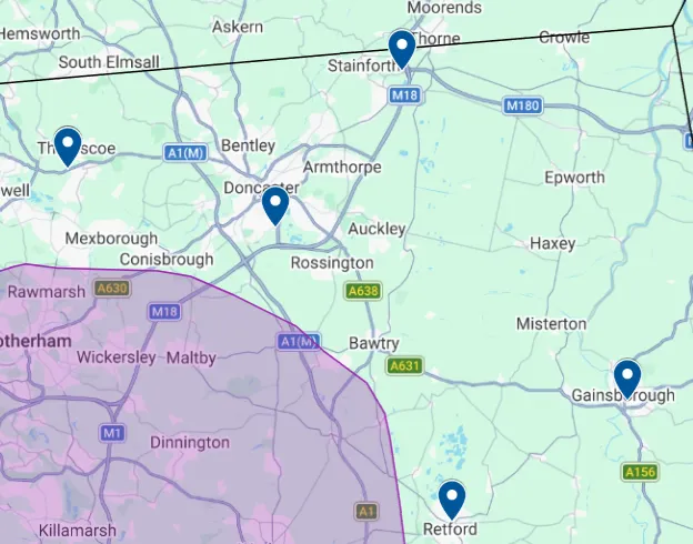 Doncaster, Barnsley, Gainsborough, Retford, South Yorkshire
